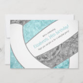 Aqua gray Girl Volleyball Geburtstagsparty Einladung (Vorderseite)