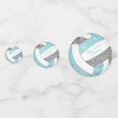 Aqua gray Girl Volleyball Geburtstagsparty Konfetti (Vorderseiten)