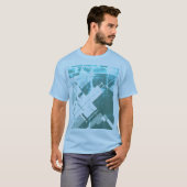 Aqua Gray-Green Diagonal MCM inspiriert Abstrakt T-Shirt (Vorne ganz)
