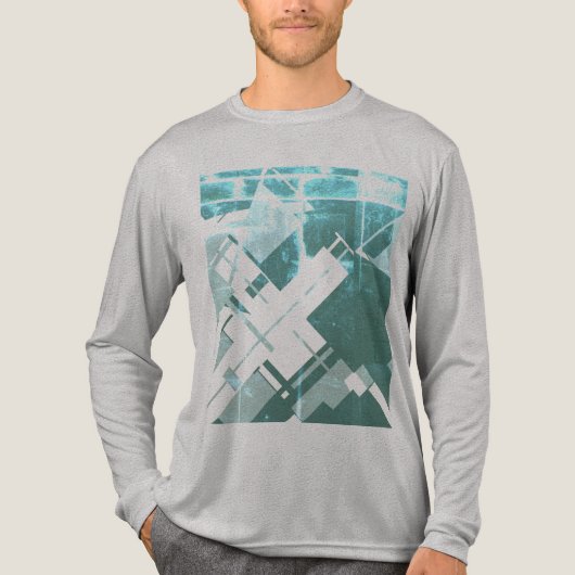 Aqua Gray-Green Diagonal MCM inspiriert Abstrakt Tri-Blend Shirt (Vorderseite)