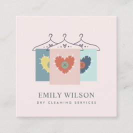 AQUA GRAY ORANGE BLUSH HANGING CLOTHES DRYCLEANER QUADRATISCHE VISITENKARTE