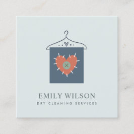 AQUA GRAY ORANGE BLUSH HANGING CLOTHES DRYCLEANER QUADRATISCHE VISITENKARTE