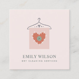 AQUA GRAY ORANGE BLUSH HANGING CLOTHES DRYCLEANER QUADRATISCHE VISITENKARTE