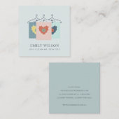 AQUA GRAY ORANGE BLUSH HANGING CLOTHES DRYCLEANER QUADRATISCHE VISITENKARTE (Vorne/Hinten)