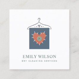AQUA GRAY ORANGE BLUSH HANGING CLOTHES DRYCLEANER QUADRATISCHE VISITENKARTE