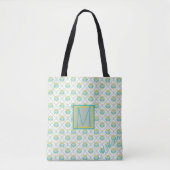 Aqua Gray und Chartreuse Muster Trendy Monogram Tasche (Vorderseite)