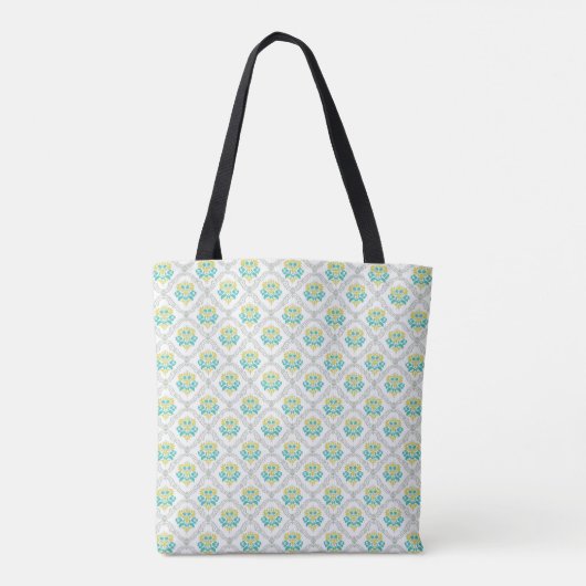 Aqua Gray und Chartreuse Muster Trendy Monogram Tasche (Rückseite)