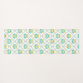 Aqua Gray und Chartreuse Trendy Monogram Yogamatte (Rückseite (Horizontal))