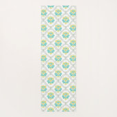 Aqua Gray und Chartreuse Trendy Monogram Yogamatte (Rückseite)