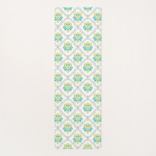 Aqua Gray und Chartreuse Trendy Monogram Yogamatte (Rückseite)