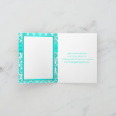 Aqua, Gray und White Damask Danke Karte (Innenseite)