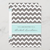 Aqua Gray Zickzack Bridal Lunch Einladung Karte (Vorne/Hinten)