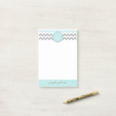 Aqua-Gray-Zickzack Monogramm-Post-it®-Notizen Post-it Klebezettel (Auf Schreibtisch)