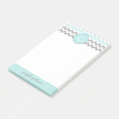 Aqua-Gray-Zickzack Monogramm-Post-it®-Notizen Post-it Klebezettel (angewinkelt)