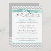 Aqua Gray Zigzag Brautparty Einladung (Vorne/Hinten)