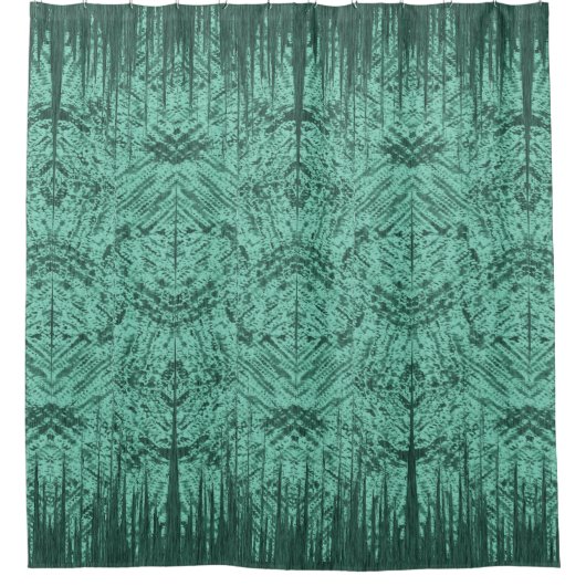 Aqua Green Abstract Tiki Pattern Duschvorhang (Vorderseite)