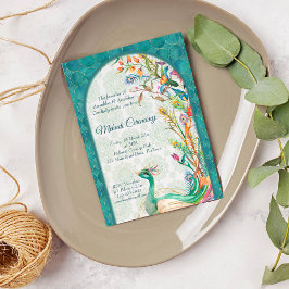 Aqua green aquamarin Arabian florale Pfauenmehndi Einladung