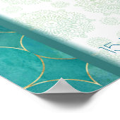 Aqua Green aquamarin Arabian Pfauenpfaue Empfang Poster (Ecke)
