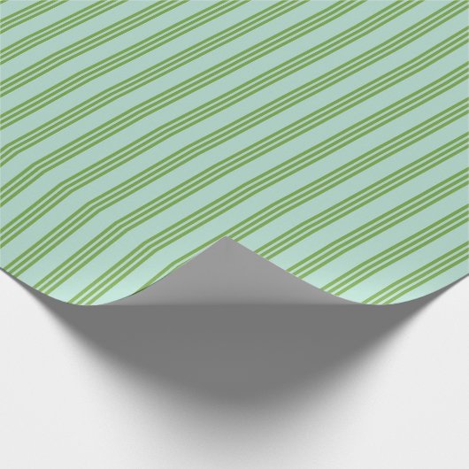 Aqua & Green Candy Strip Wrapping Paper Geschenkpapier (Ecke)
