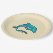 Aqua Green Dolphin rund um Regenbogenwasser Pappteller (Schrägansicht)