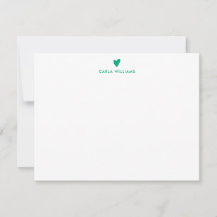AQUA GREEN Doodle Heart Formal Classic Family Mitteilungskarte