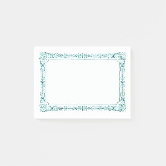 Aqua Green Extravagant Frame Post-it Klebezettel (Vorderseite)