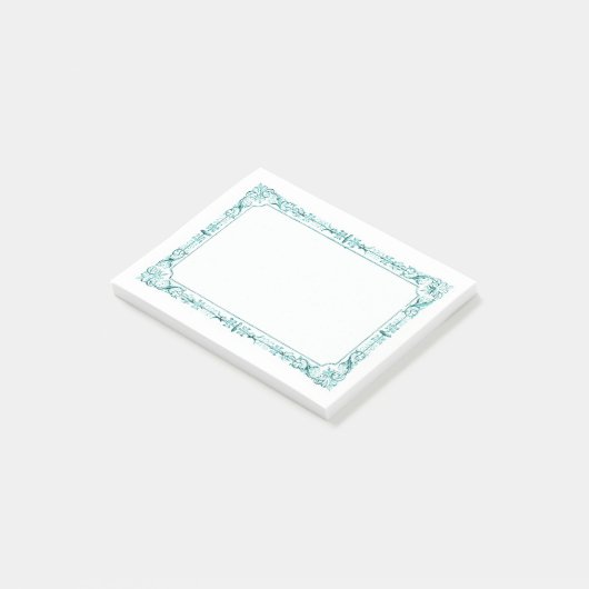 Aqua Green Extravagant Frame Post-it Klebezettel (angewinkelt)