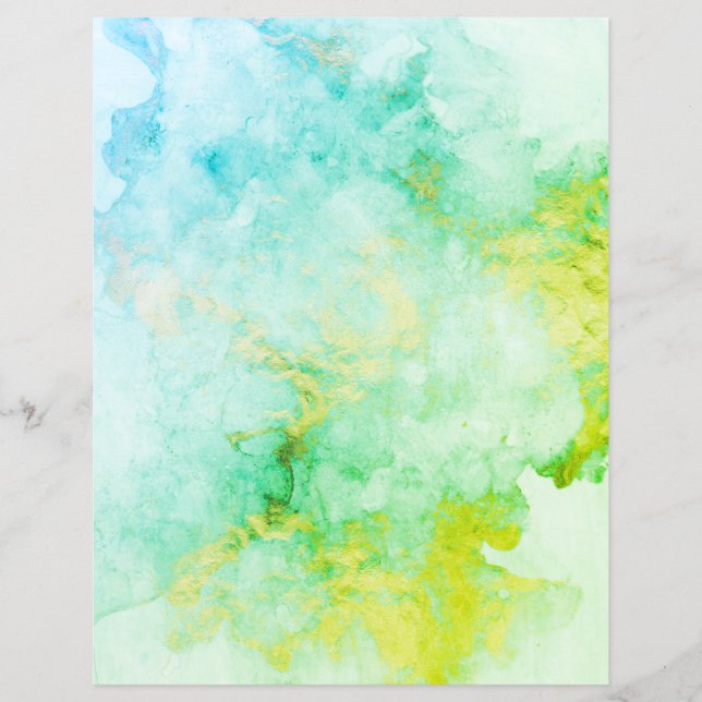 Aqua Green Gold Granite Scrapbook Paper (Vorderseite)