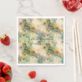 Aqua Green Gold Peacock Feathers Serviette (Beispiel)