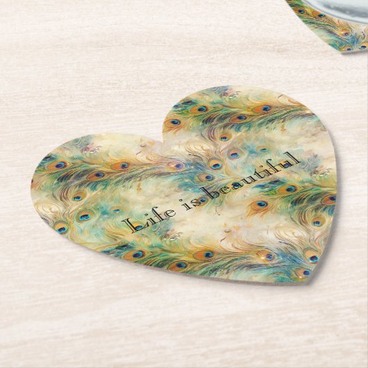 Aqua Green Gold Peacock Feathers Untersetzer (angewinkelt)