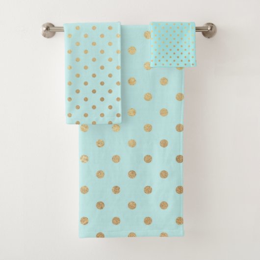 AQUA GREEN GOLD SPOT TOWEL SET (Insitu)