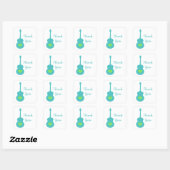 Aqua/Green Guitar Heart Danke Stickers (Blatt)