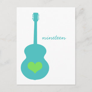 Aqua/Green Guitar Heart Table Postcard Postkarte