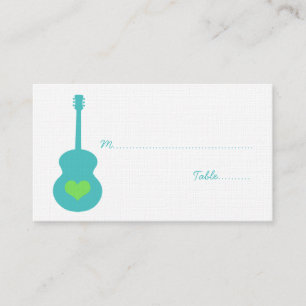 Aqua/Green Guitar Herz Platzkarte
