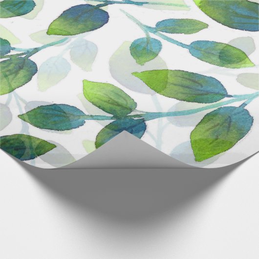 Aqua Green Leaf Muster Geschenkpapier (Ecke)