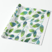 Aqua Green Leaf Muster Geschenkpapier (Ungerollt)