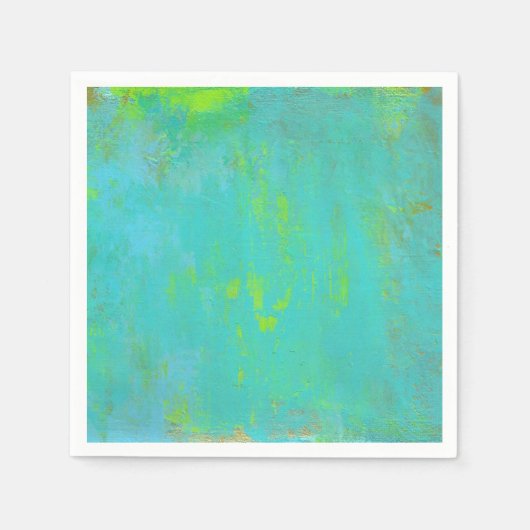 Aqua Green, Limon und Braun Ochre Grunge Abstrakt Serviette (Vorderseite)
