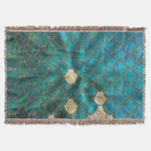 Aqua green Mermaidskales mit goldenem Glitzer Decke