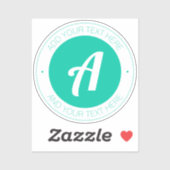 Aqua Green Monogram oder Add Logo | transparent Aufkleber (Blatt)