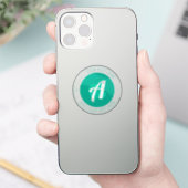 Aqua Green Monogram oder Add Logo | transparent Aufkleber (Telefon)