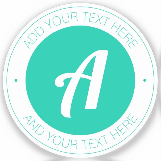 Aqua Green Monogram oder Add Logo | transparent Aufkleber (Vorderseite)