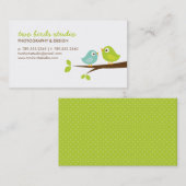 Aqua & Green Niedliche Vögel auf einer Zweigstelle Visitenkarte (Vorne/Hinten)