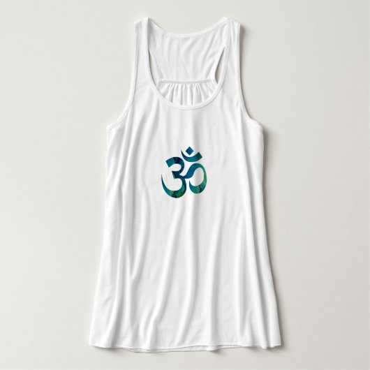 Aqua & Green Om Symbol Flowy Yoga Tank Top (Design Vorderseite)