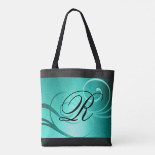 Aqua Green Ombre Swirl-Design mit Monogramm Tasche