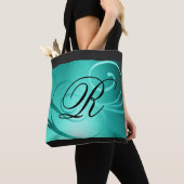 Aqua Green Ombre Swirl-Design mit Monogramm Tasche (Von Nahem)