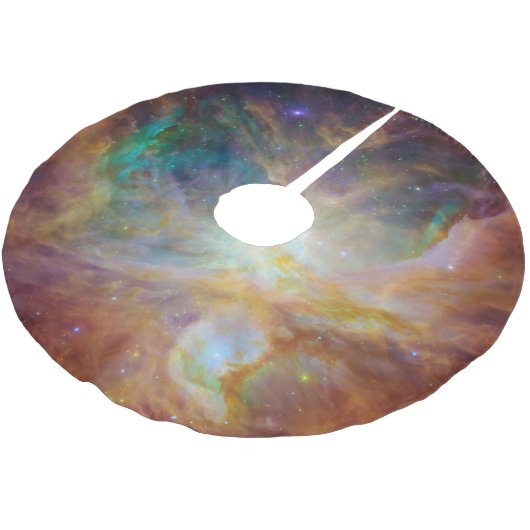 Aqua Green Orion Nebula Polyester Weihnachtsbaumdecke (Schrägansicht)