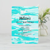 Aqua Green Pool Wasser Abstrakter Hintergrund Gebu Einladung (Stehend Vorderseite)