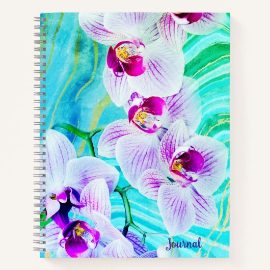 Aqua Green Purple Floral Geode Name Journal Notizblock (Vorderseite)