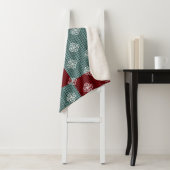 Aqua Green/Red Patchwork Sherpa Blanket Sherpadecke (Beispiel)