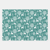 Aqua Green Rentier Weihnachtswrapping Paper Geschenkpapier Set (Vorderseite 3)
